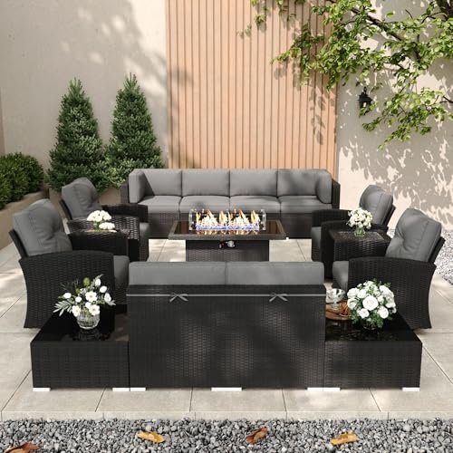 KHOLH Patio Furniture Set with Fire Pit Table